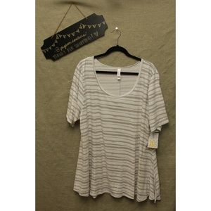 Lularoe 3XL Perfect T Gray & White Stripe Plus